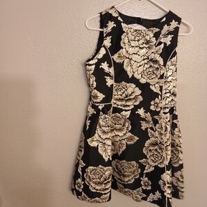 Place Black and Gold Floral Midi Dress